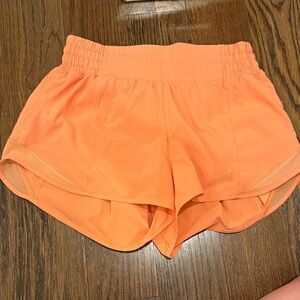 Sunny Coral High Rise Lululemon Hotty Hot Shorts